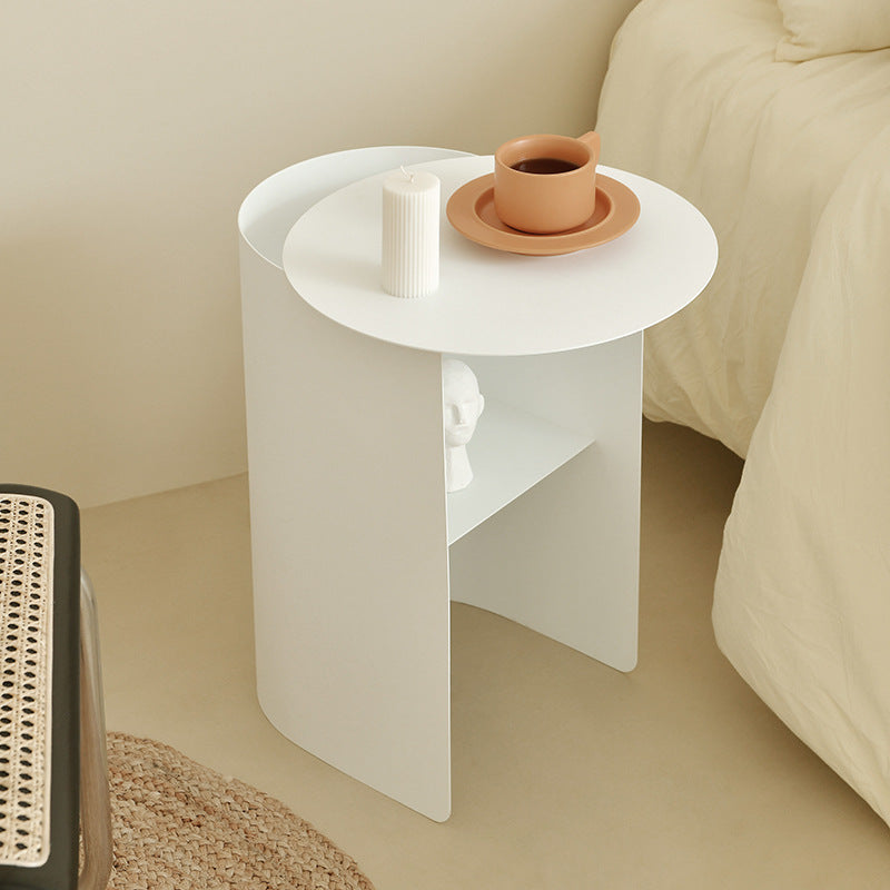 Minimalist Curved Metal Side Table with Storage