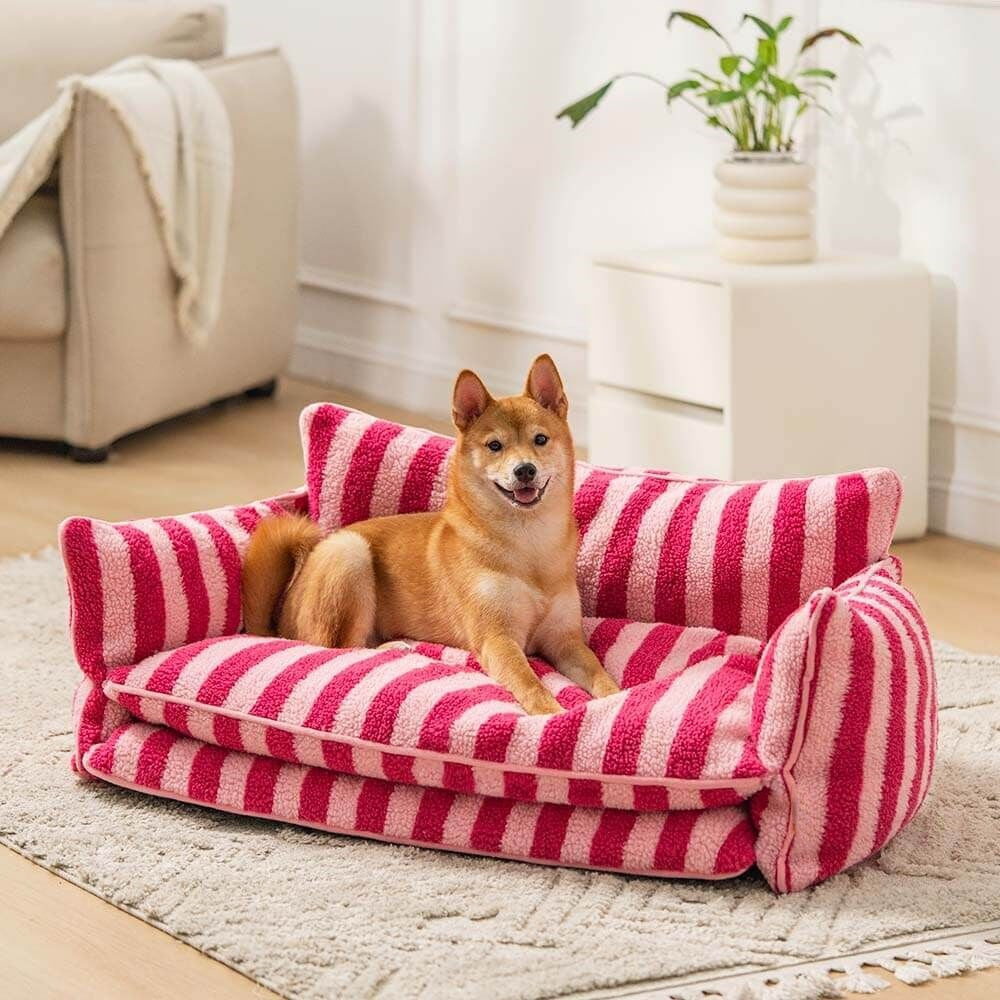 Striped Lamb Wool Pet Sofa