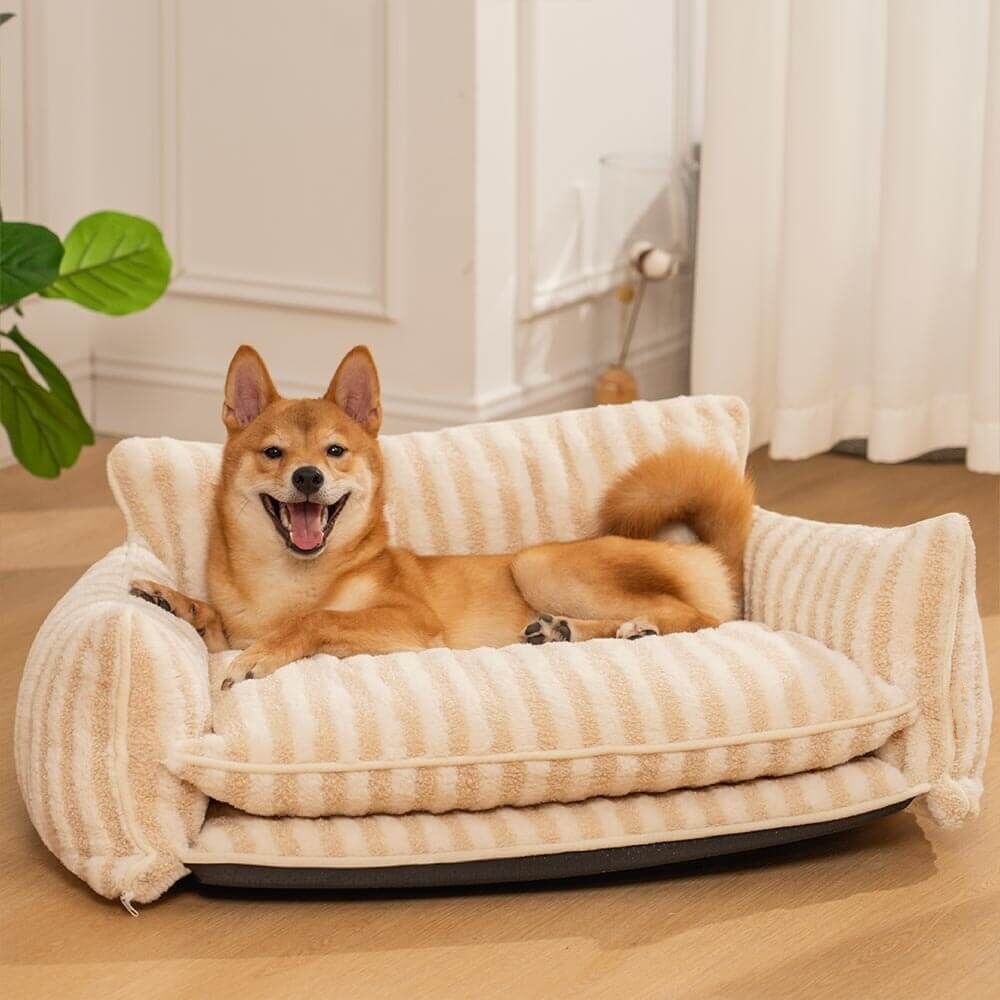 Striped Lamb Wool Pet Sofa