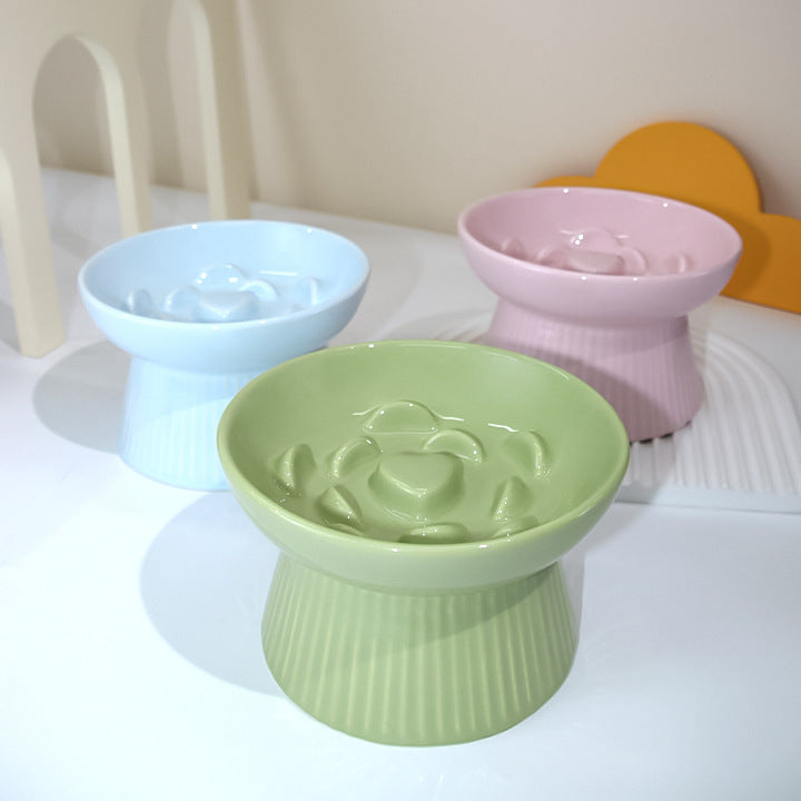Elevated Slow Feeder Ceramic Pet Bowl