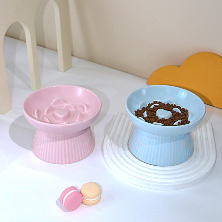 Elevated Slow Feeder Ceramic Pet Bowl