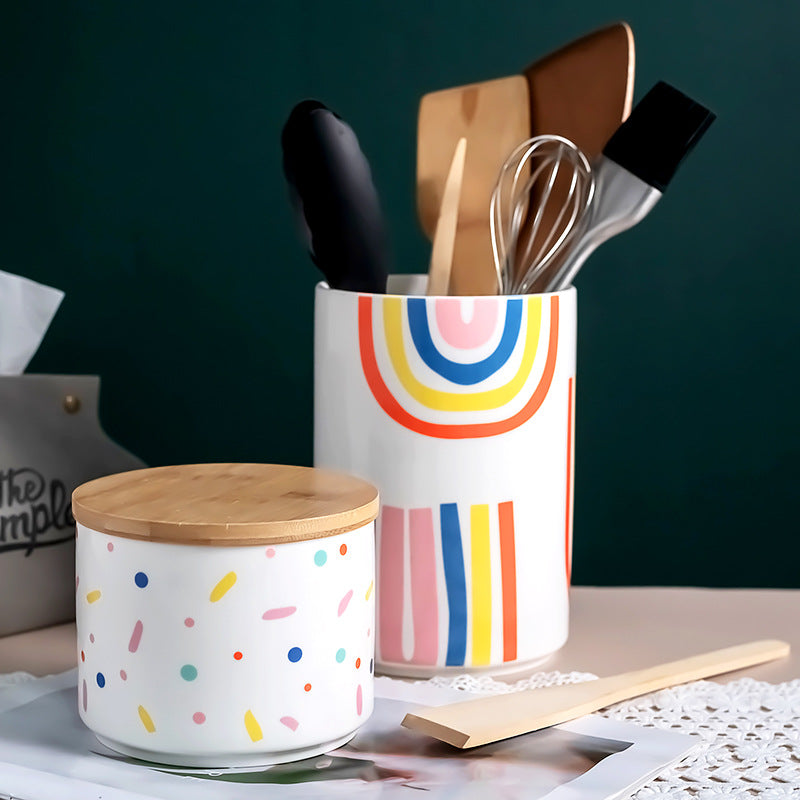 Rainbow Pop Ceramic Storage Jar