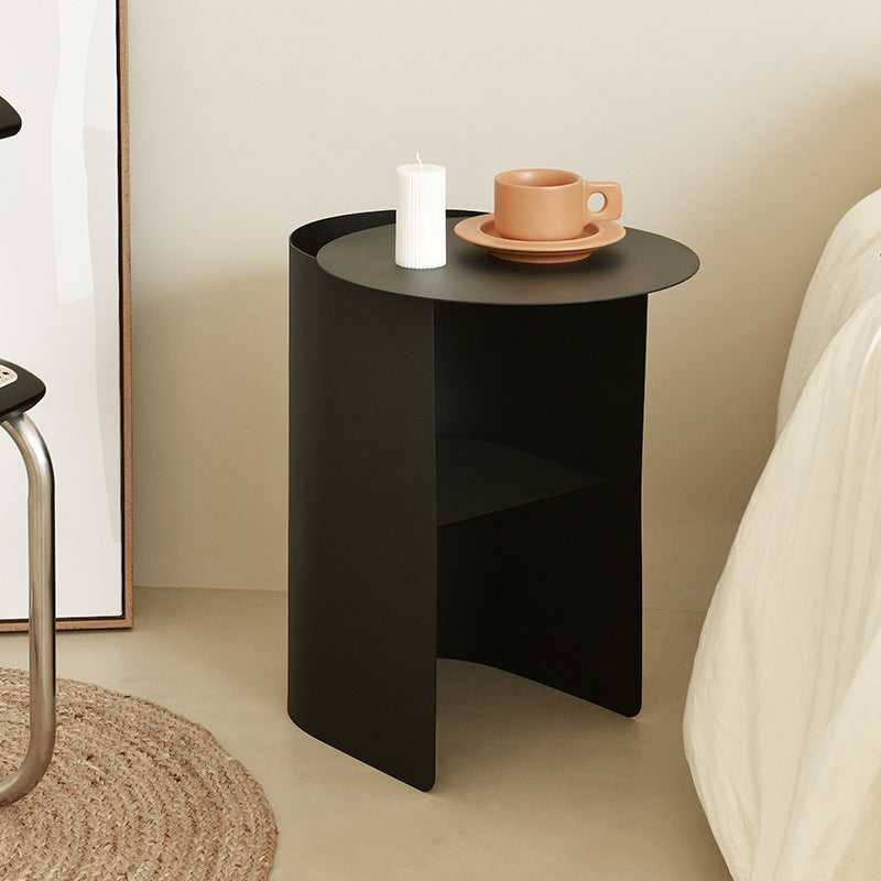 Minimalist Curved Metal Side Table with Storage