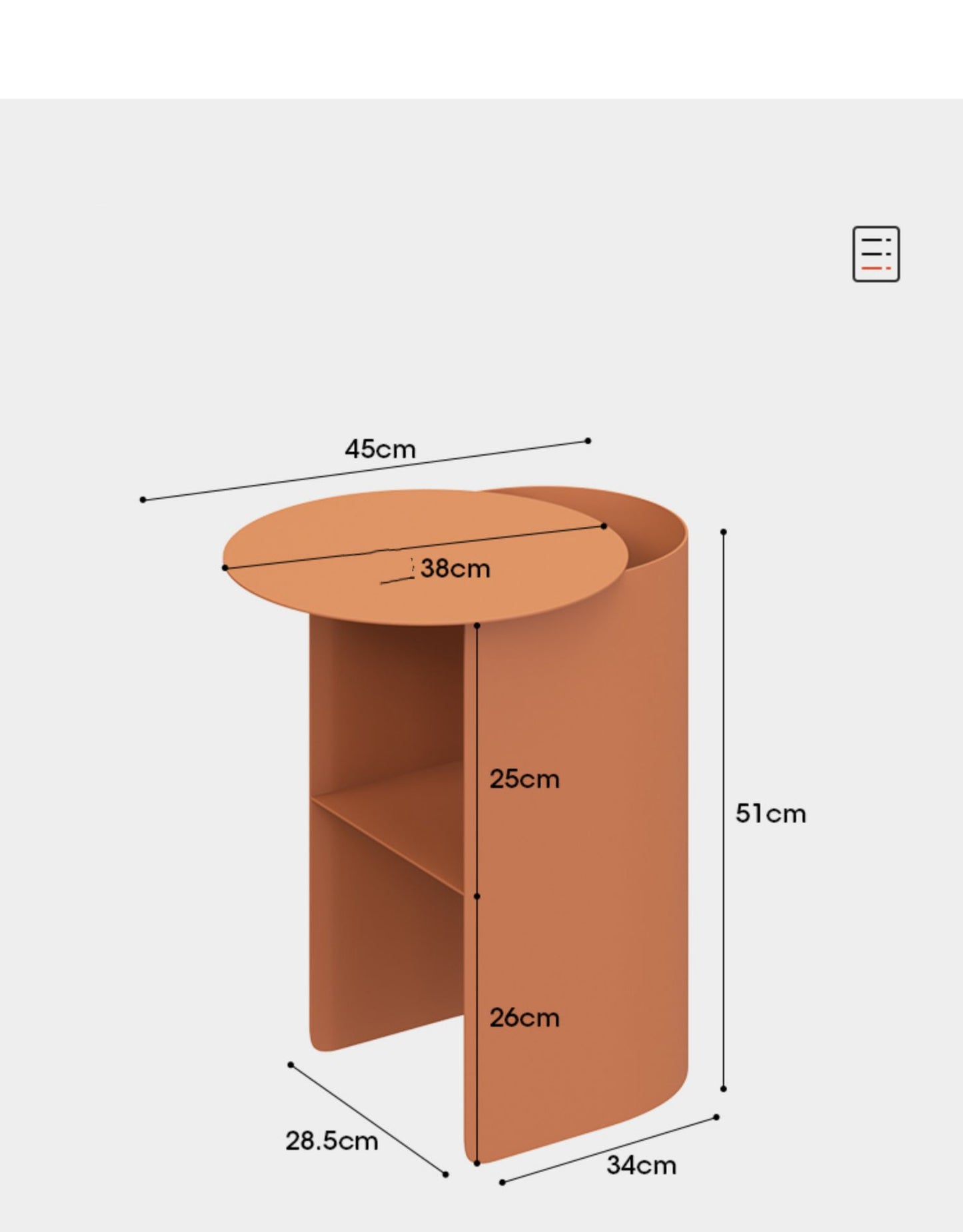 Minimalist Curved Metal Side Table with Storage