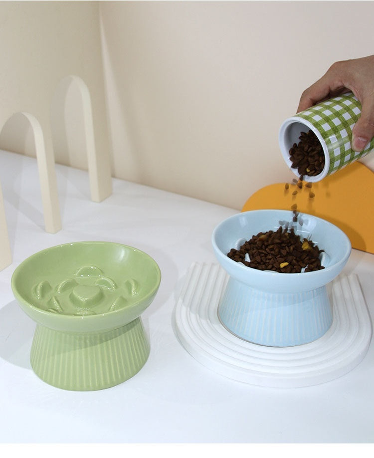 Elevated Slow Feeder Ceramic Pet Bowl