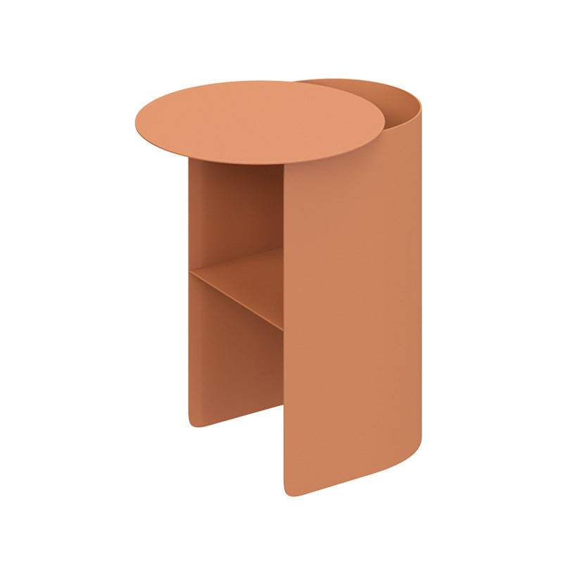 Minimalist Curved Metal Side Table with Storage
