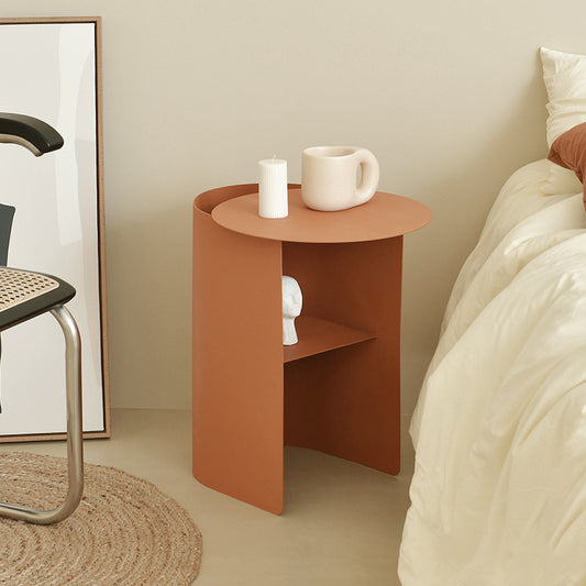 Minimalist Curved Metal Side Table with Storage